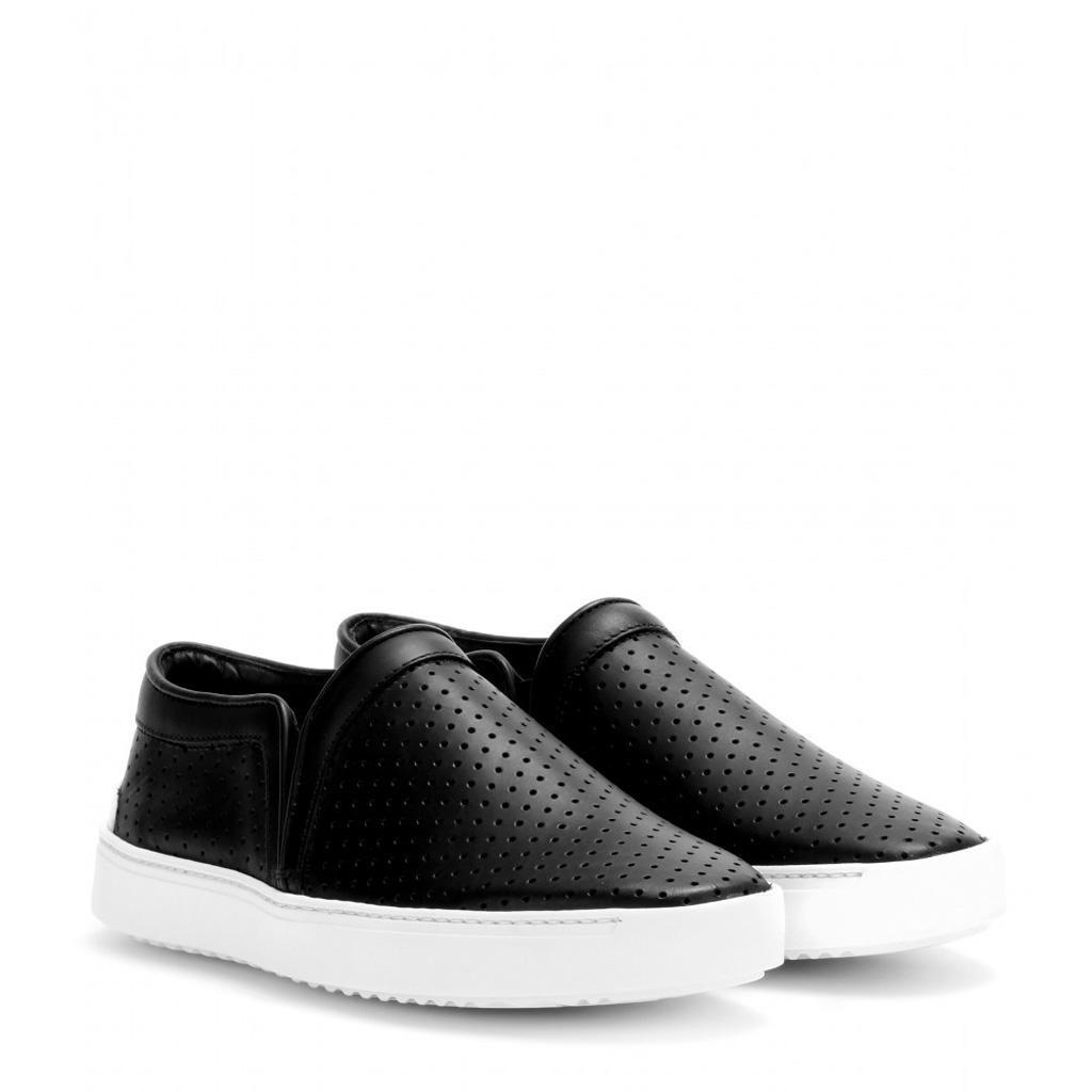 vans pelle nera slip on