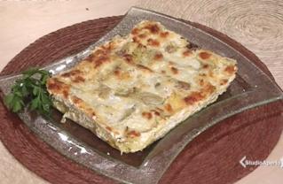 Lasagne con funghi, carciofi e ricotta